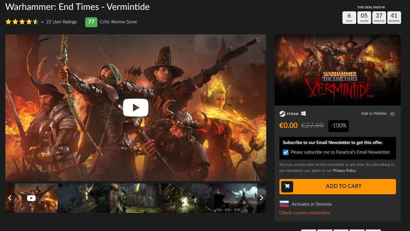 Get a Free Warhammer: End Times - Vermintide Steam key